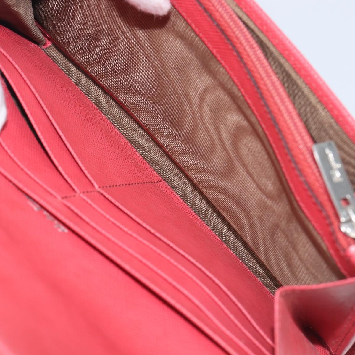Salvatore Ferragamo Gancini Long Wallet Leather Pink Silver Auth 201562A