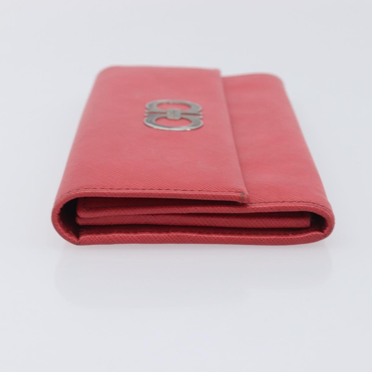 Salvatore Ferragamo Gancini Long Wallet Leather Pink Silver Auth 201562A