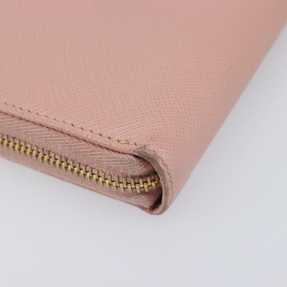 PRADA Long Wallet Safiano Leather Pink Gold Auth 201563A