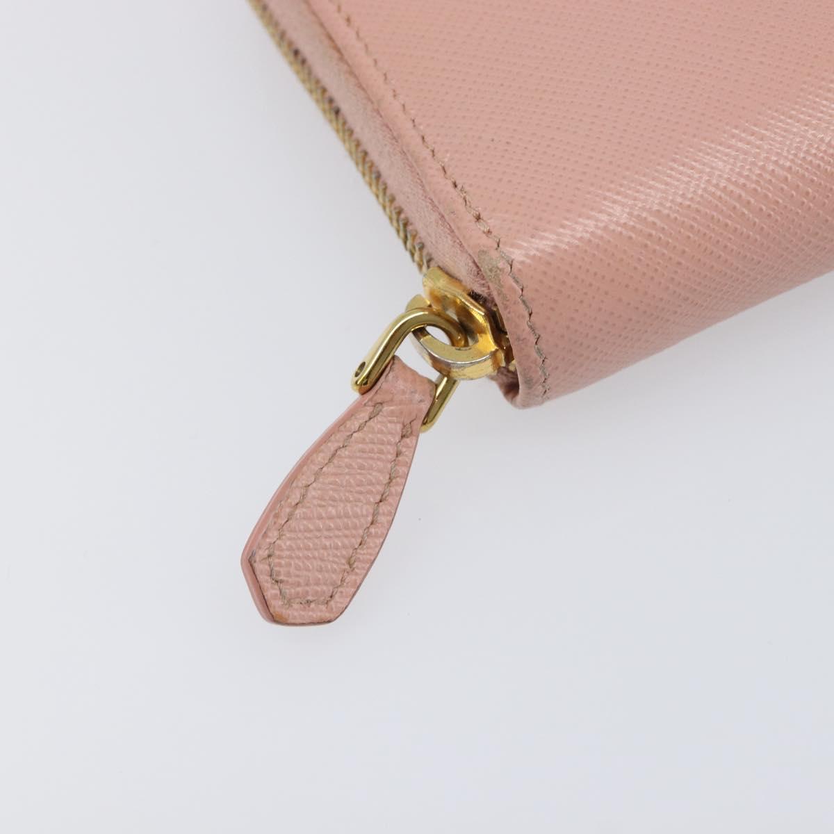 PRADA Long Wallet Safiano Leather Pink Gold Auth 201563A