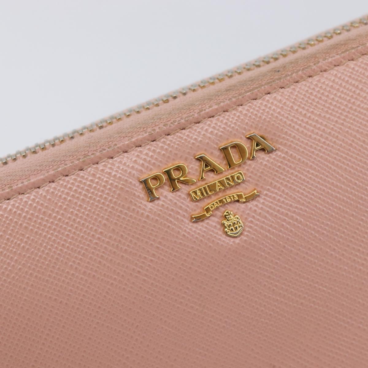 PRADA Long Wallet Safiano Leather Pink Gold Auth 201563A