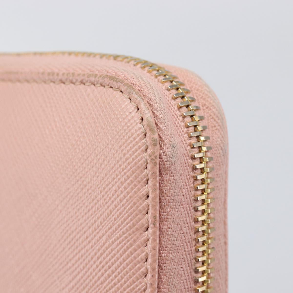 PRADA Long Wallet Safiano Leather Pink Gold Auth 201563A