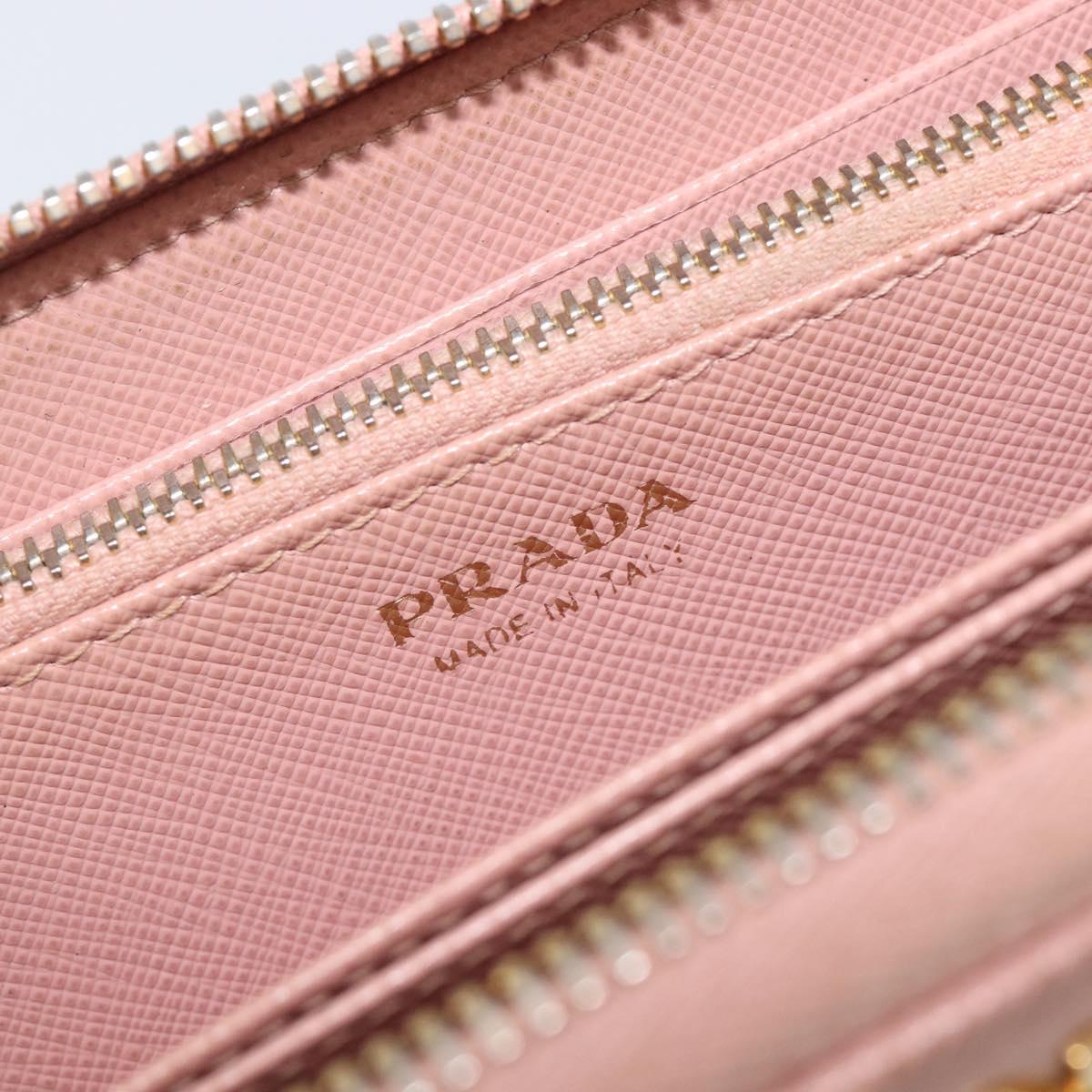 PRADA Long Wallet Safiano Leather Pink Gold Auth 201563A