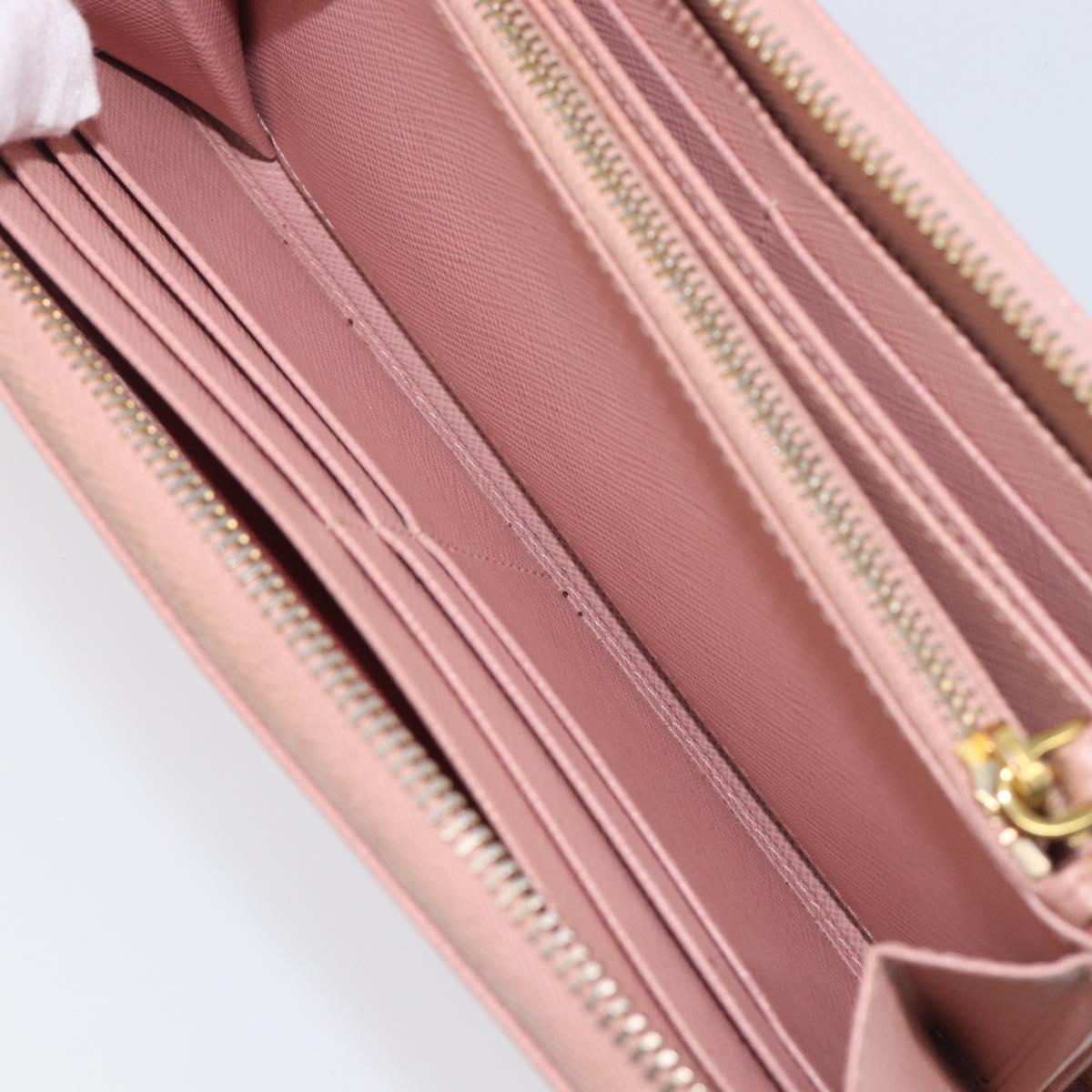PRADA Long Wallet Safiano Leather Pink Gold Auth 201563A