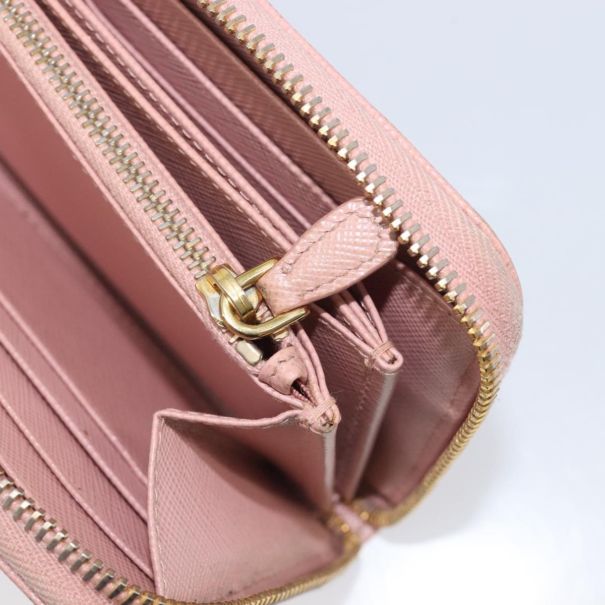PRADA Long Wallet Safiano Leather Pink Gold Auth 201563A