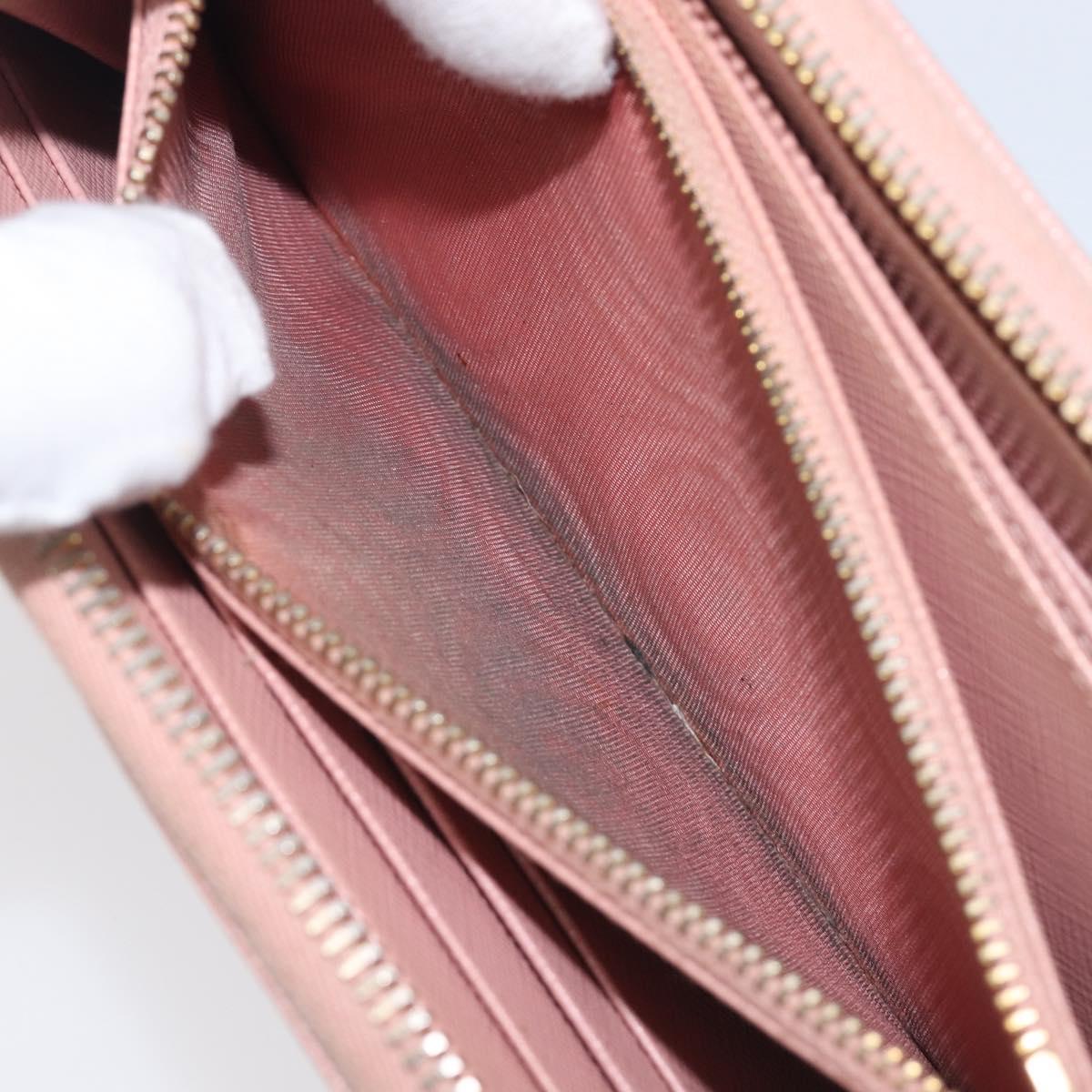 PRADA Long Wallet Safiano Leather Pink Gold Auth 201563A