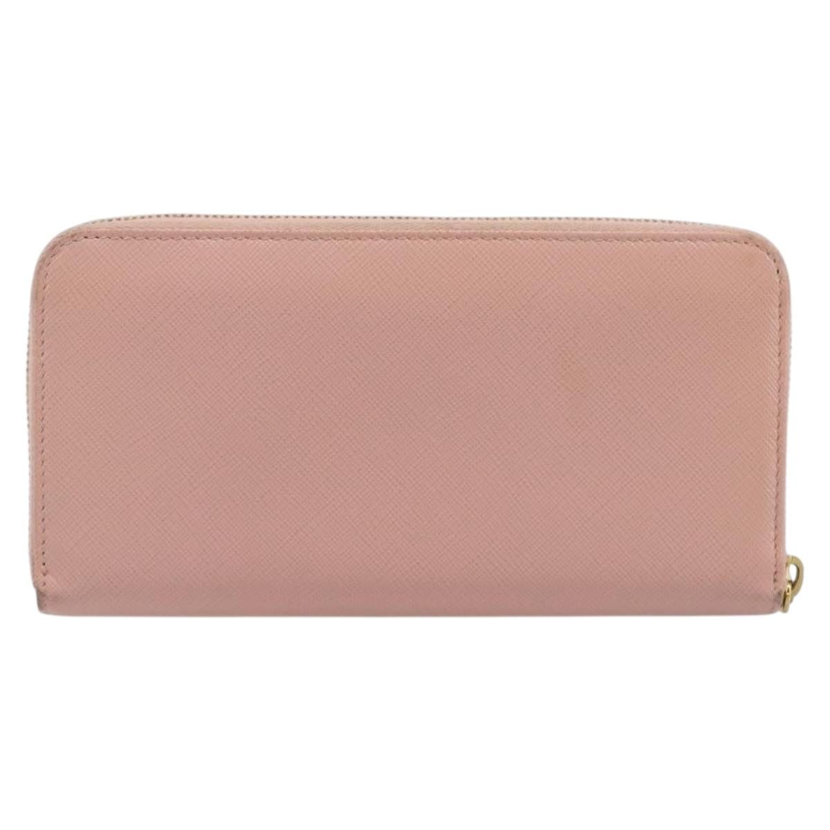 PRADA Long Wallet Safiano Leather Pink Gold Auth 201563A
