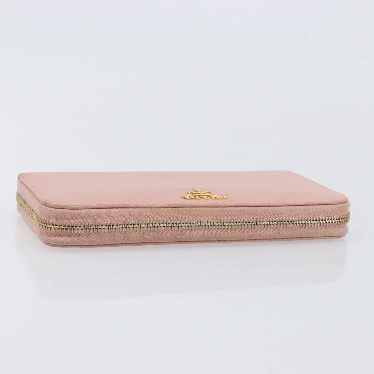 PRADA Long Wallet Safiano Leather Pink Gold Auth 201563A