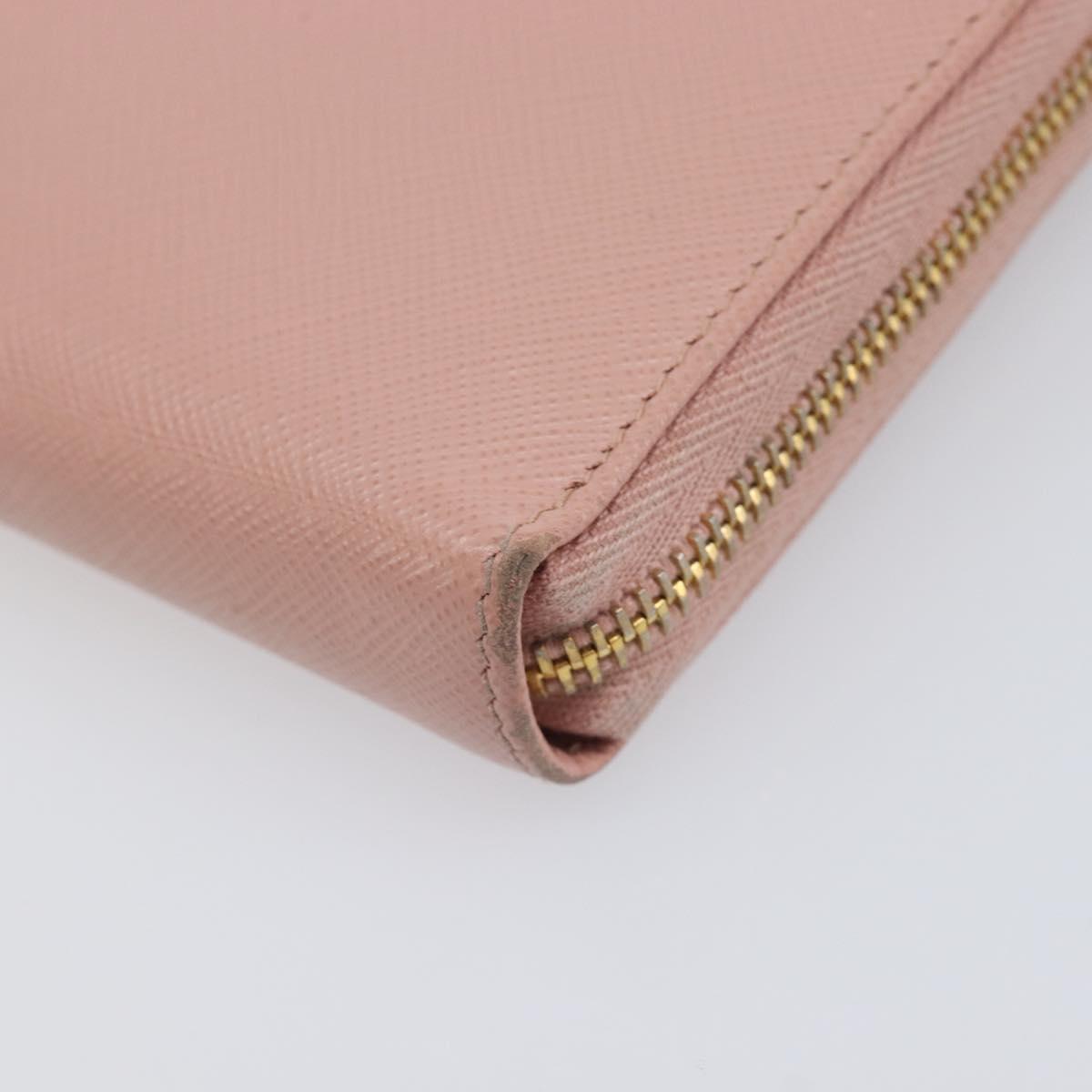 PRADA Long Wallet Safiano Leather Pink Gold Auth 201563A