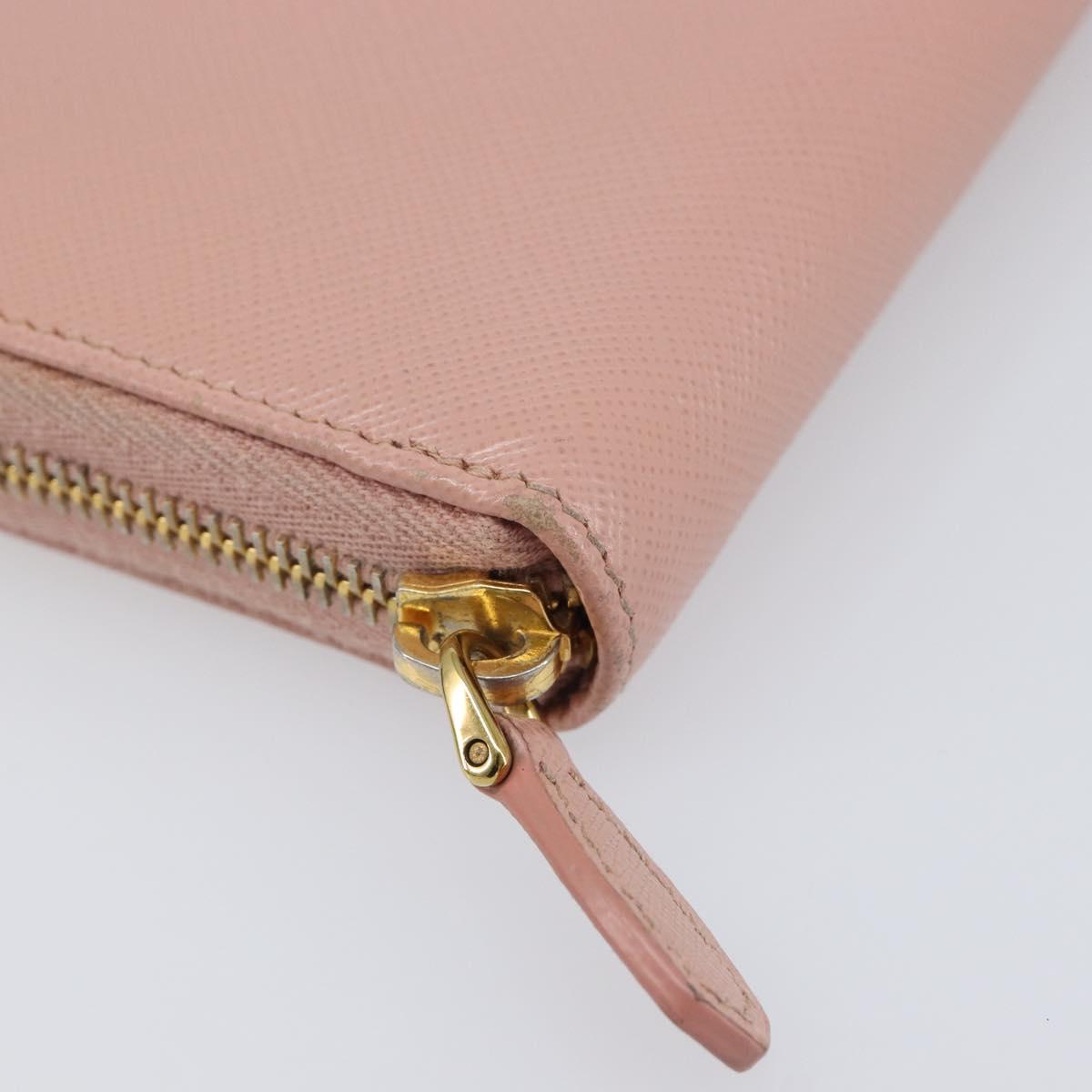 PRADA Long Wallet Safiano Leather Pink Gold Auth 201563A