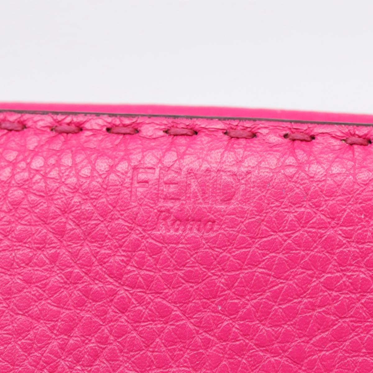 FENDI Selleria Peek A Boo Compact Wallet Leather Pink Gold Auth 201572A