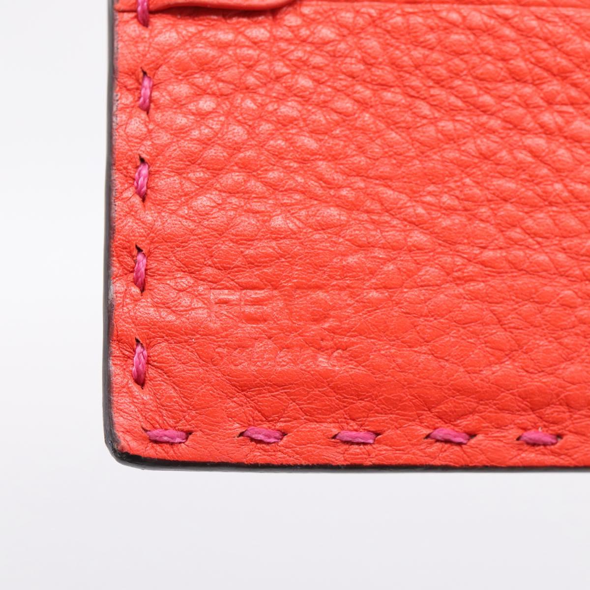 FENDI Selleria Peek A Boo Compact Wallet Leather Pink Gold Auth 201572A