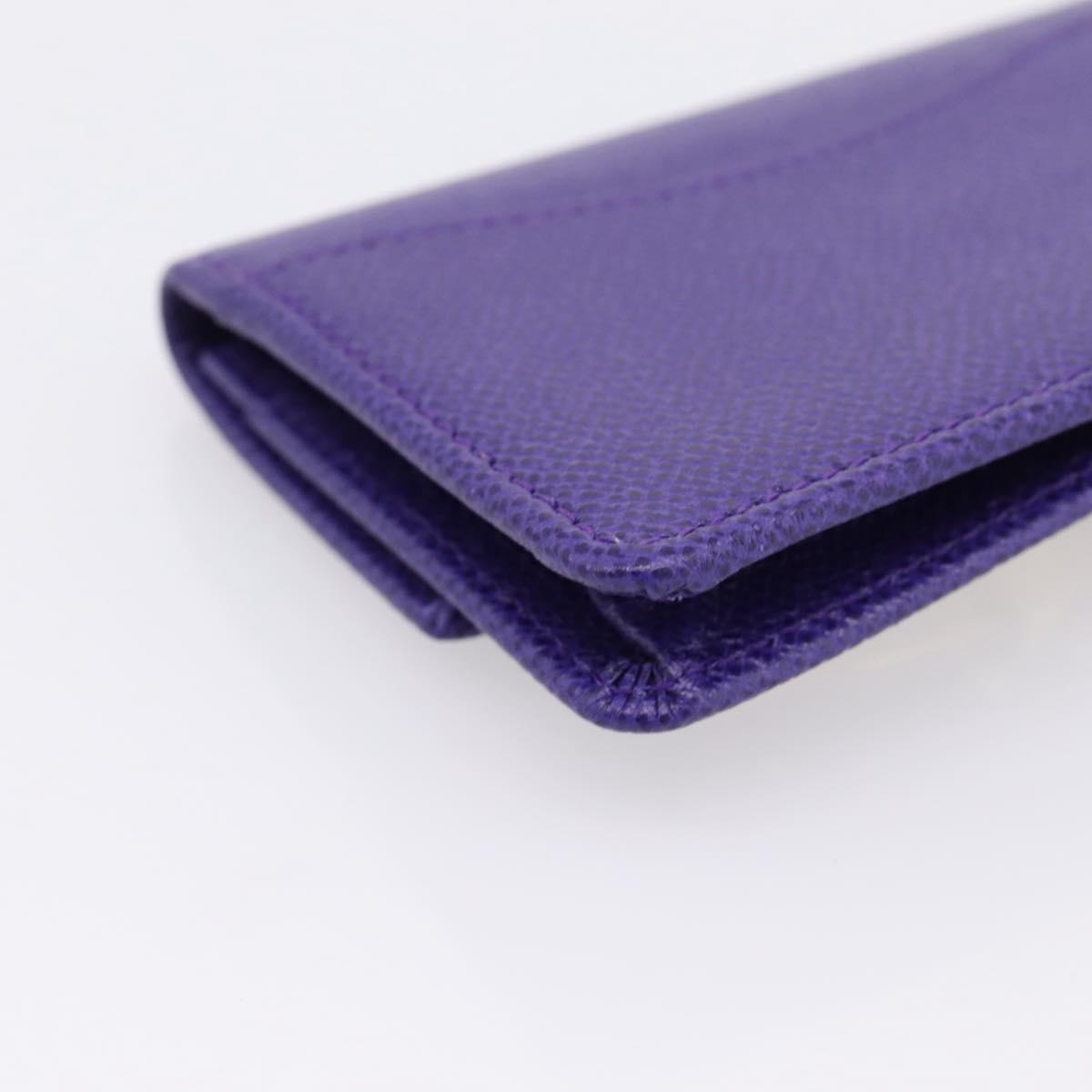 Salvatore Ferragamo Gancini Card Case Leather Purple Gold Auth 201586V