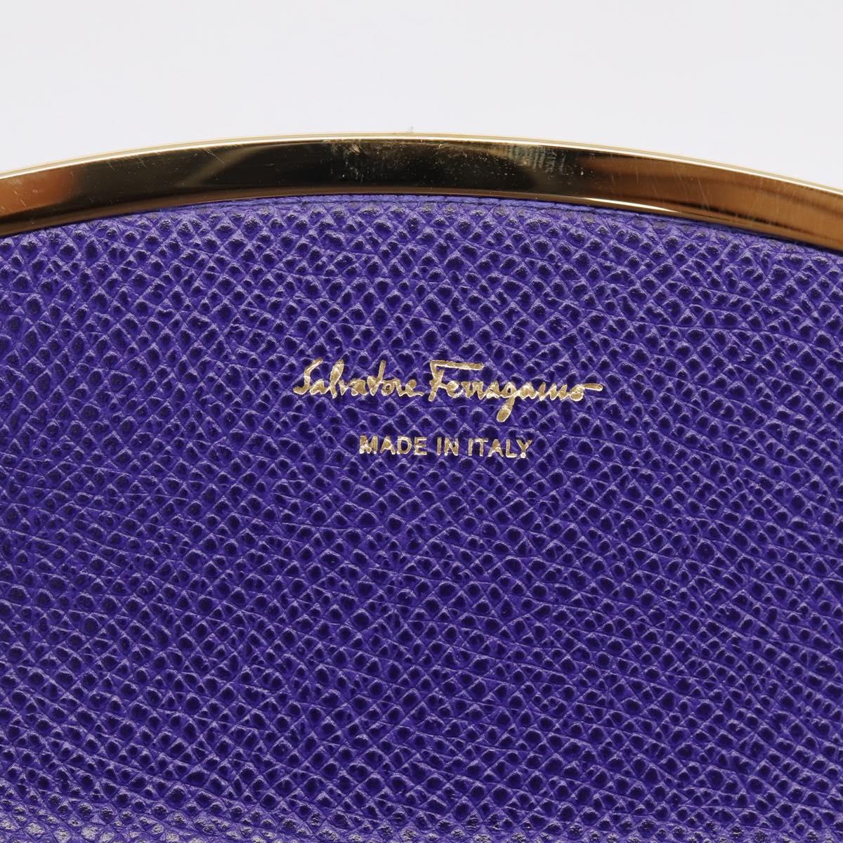 Salvatore Ferragamo Gancini Card Case Leather Purple Gold Auth 201586V