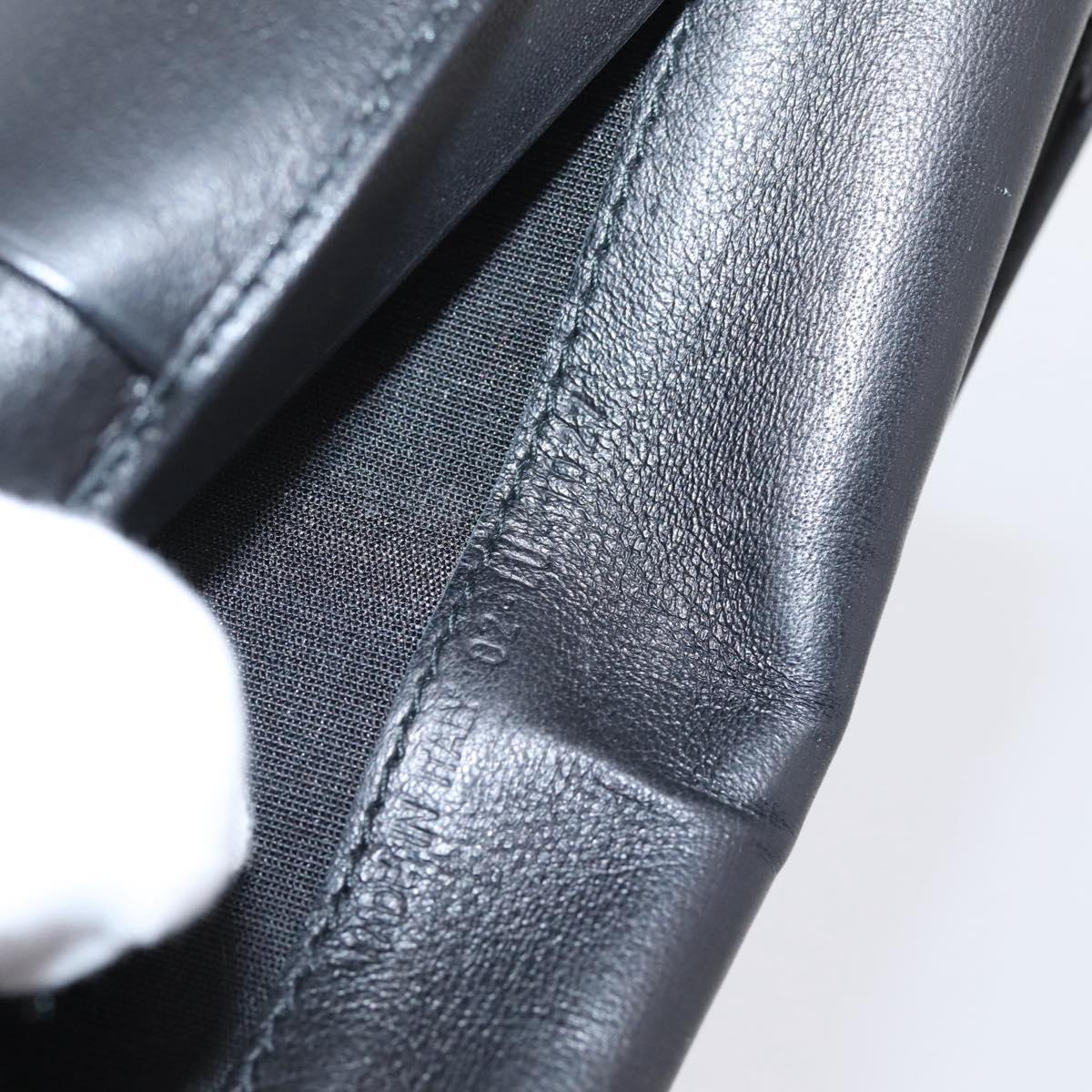 Christian Dior Long Wallet Leather Black Silver Auth 201593