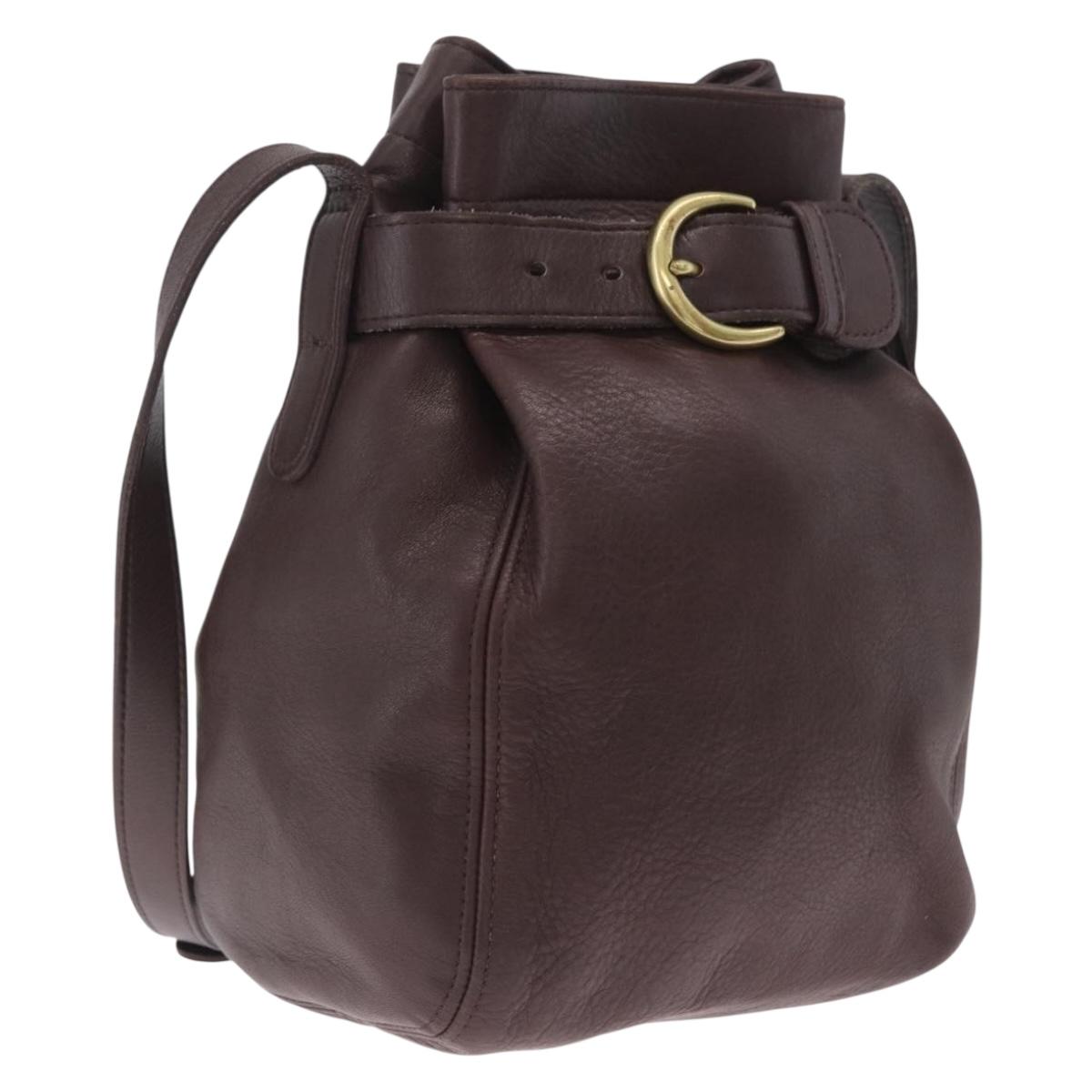 Coach Shoulder Bag Leather Brown Gold Auth 201696A