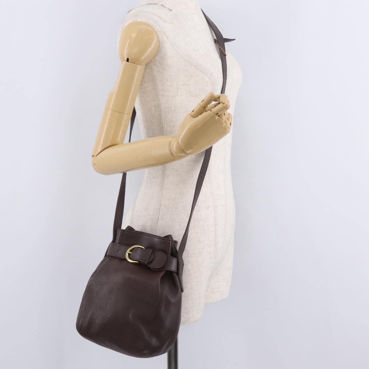 Coach Shoulder Bag Leather Brown Gold Auth 201696A