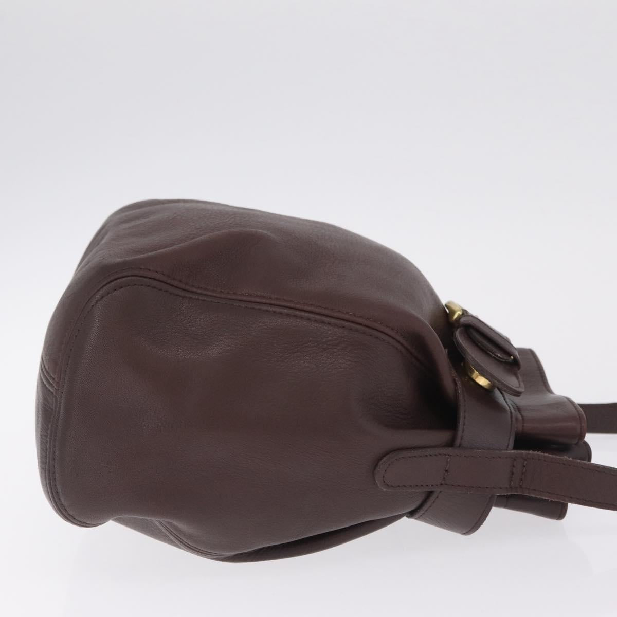 Coach Shoulder Bag Leather Brown Gold Auth 201696A