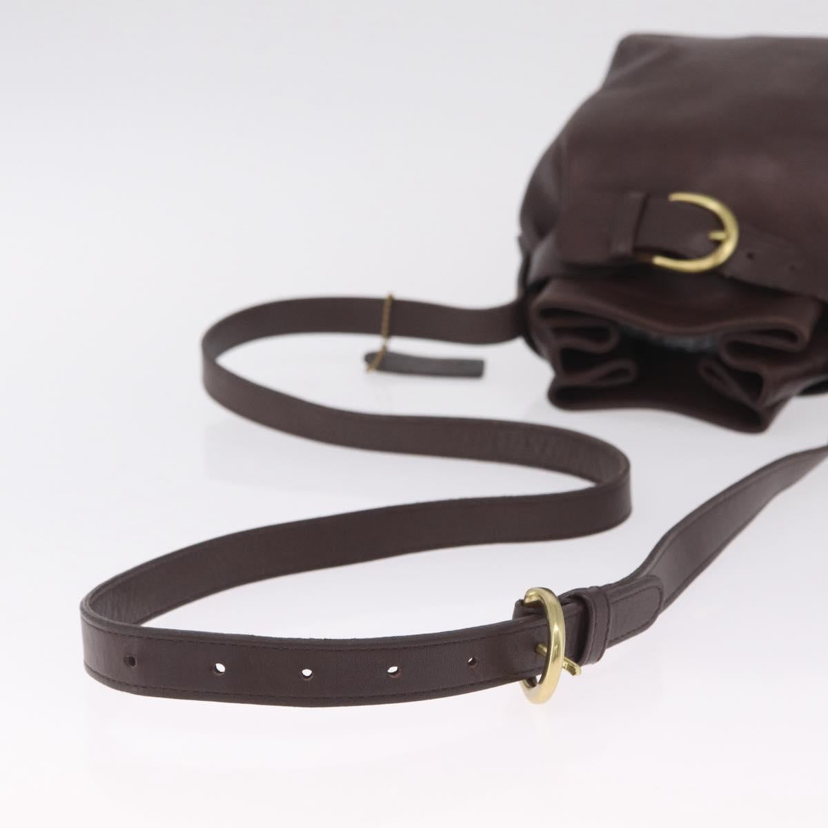 Coach Shoulder Bag Leather Brown Gold Auth 201696A