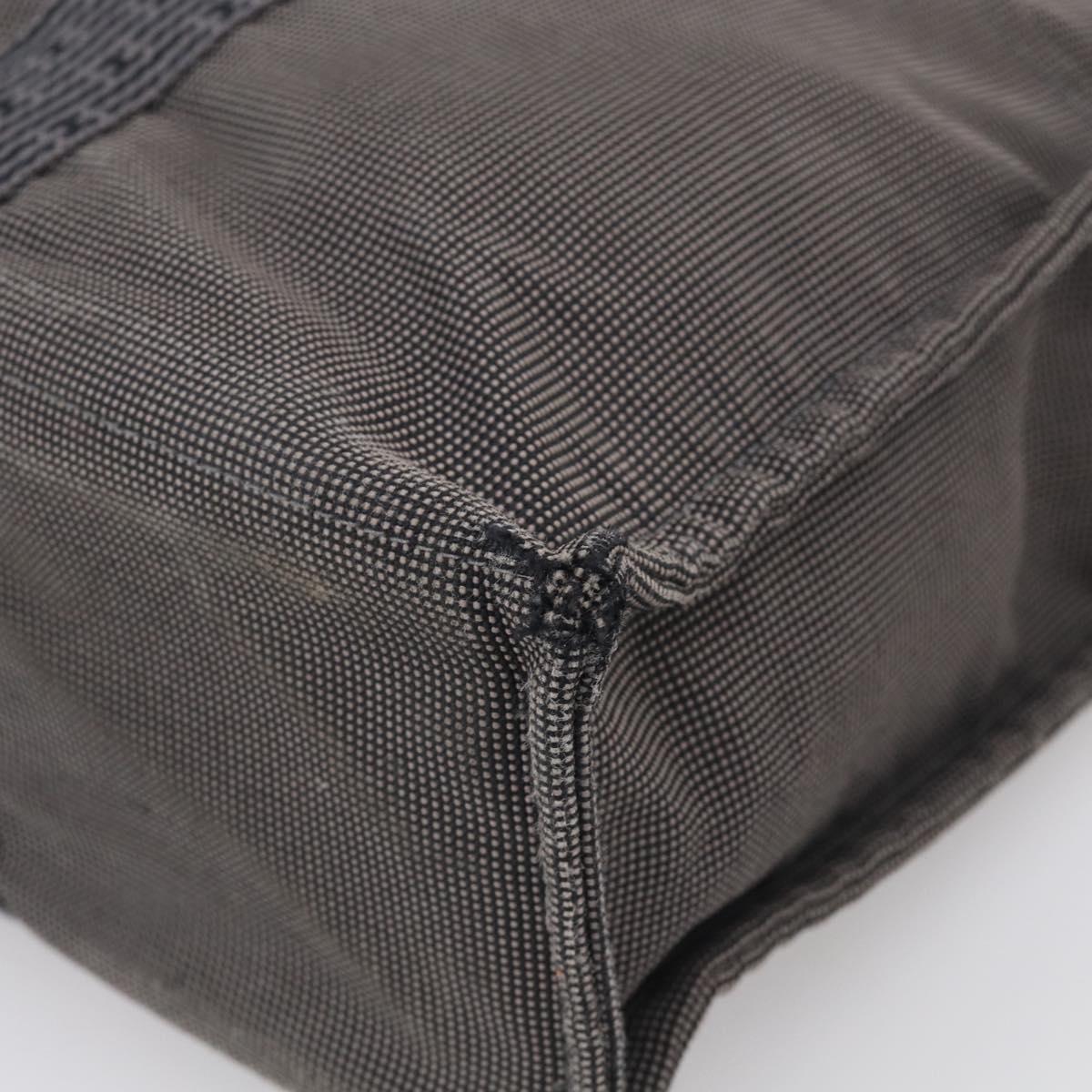 HERMES Her Line Tote MM Tote Bag Canvas Gray Silver Auth 201702