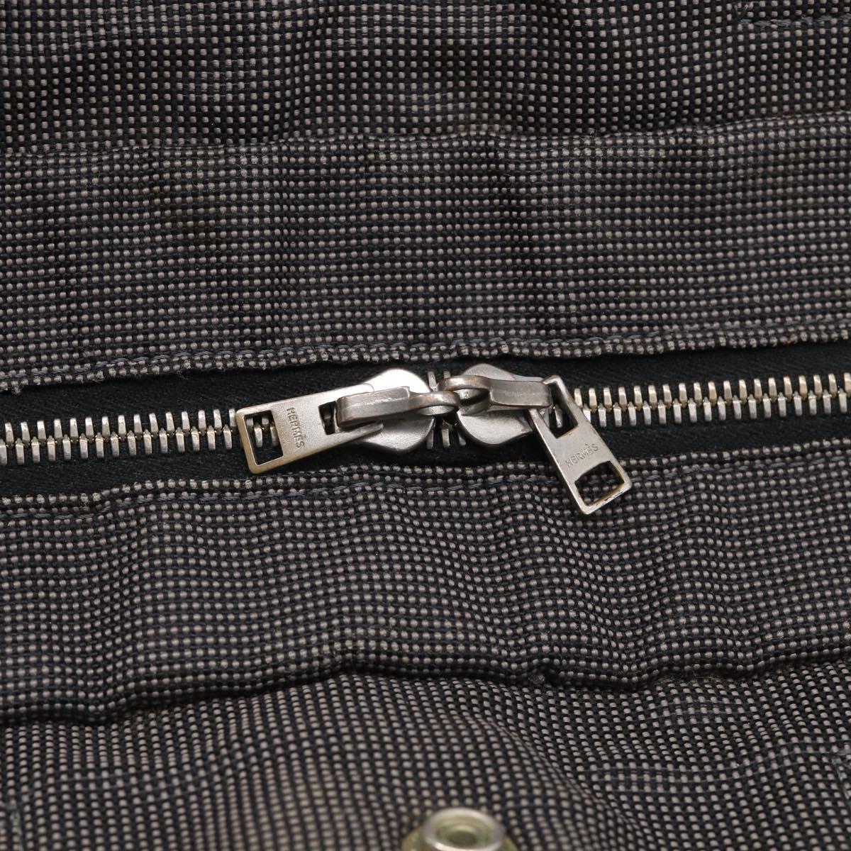 HERMES Her Line Tote MM Tote Bag Canvas Gray Silver Auth 201702