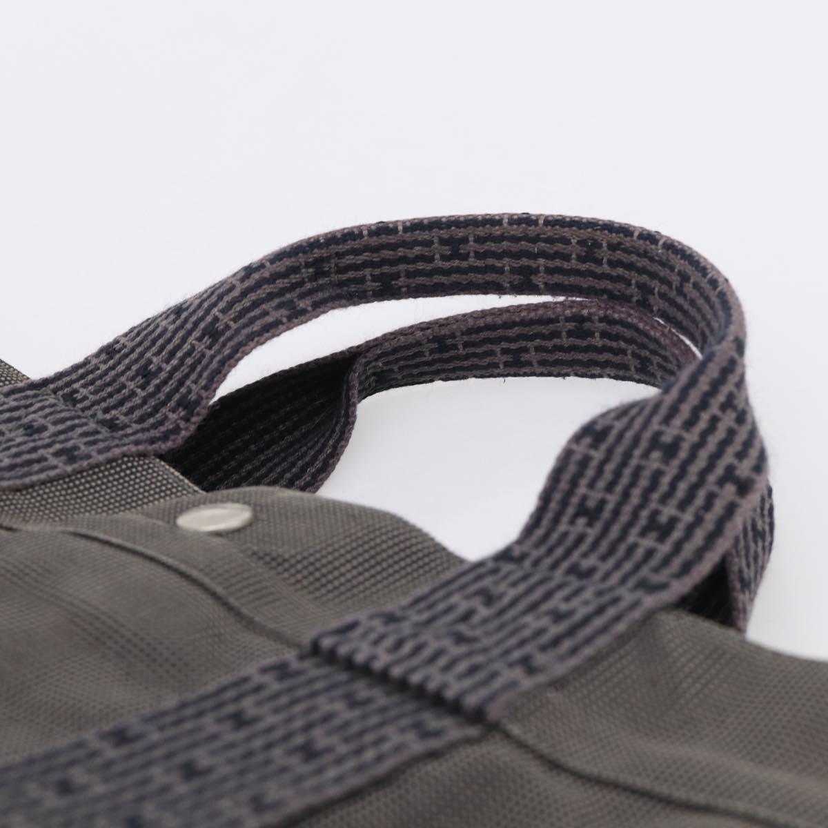 HERMES Her Line Tote MM Tote Bag Canvas Gray Silver Auth 201703