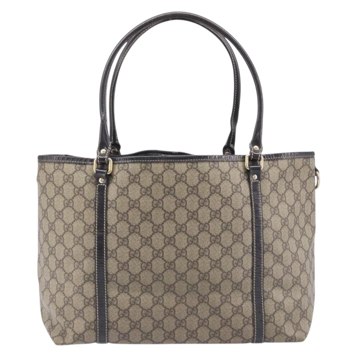 GUCCI GG Supreme Tote Bag PVC Beige Gold 197953 Auth 201705