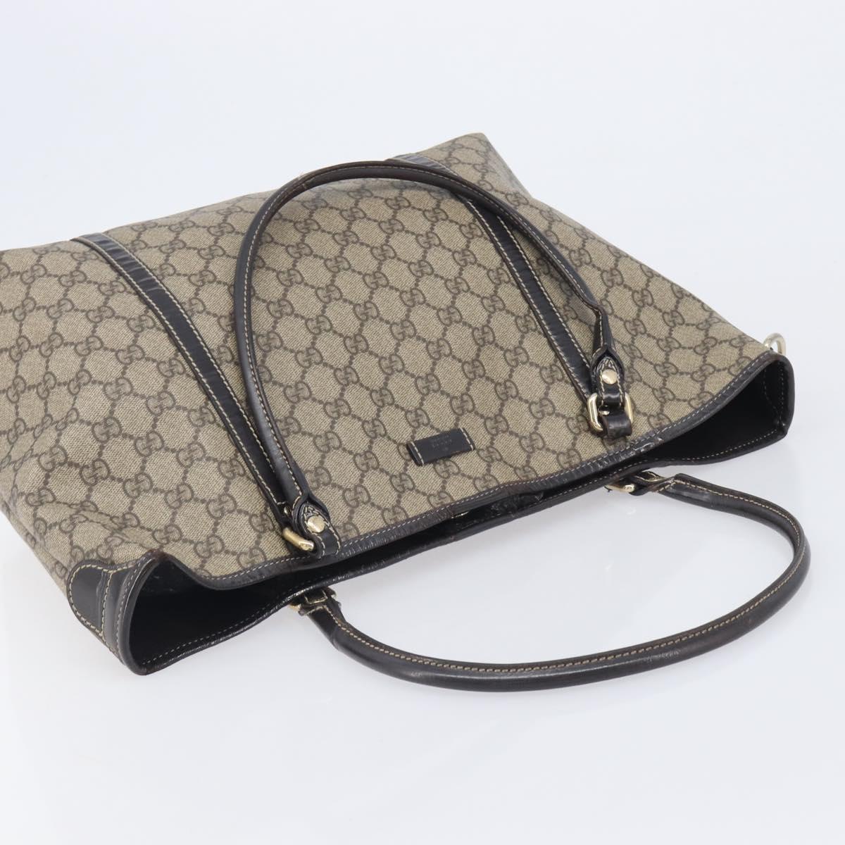 GUCCI GG Supreme Tote Bag PVC Beige Gold 197953 Auth 201705