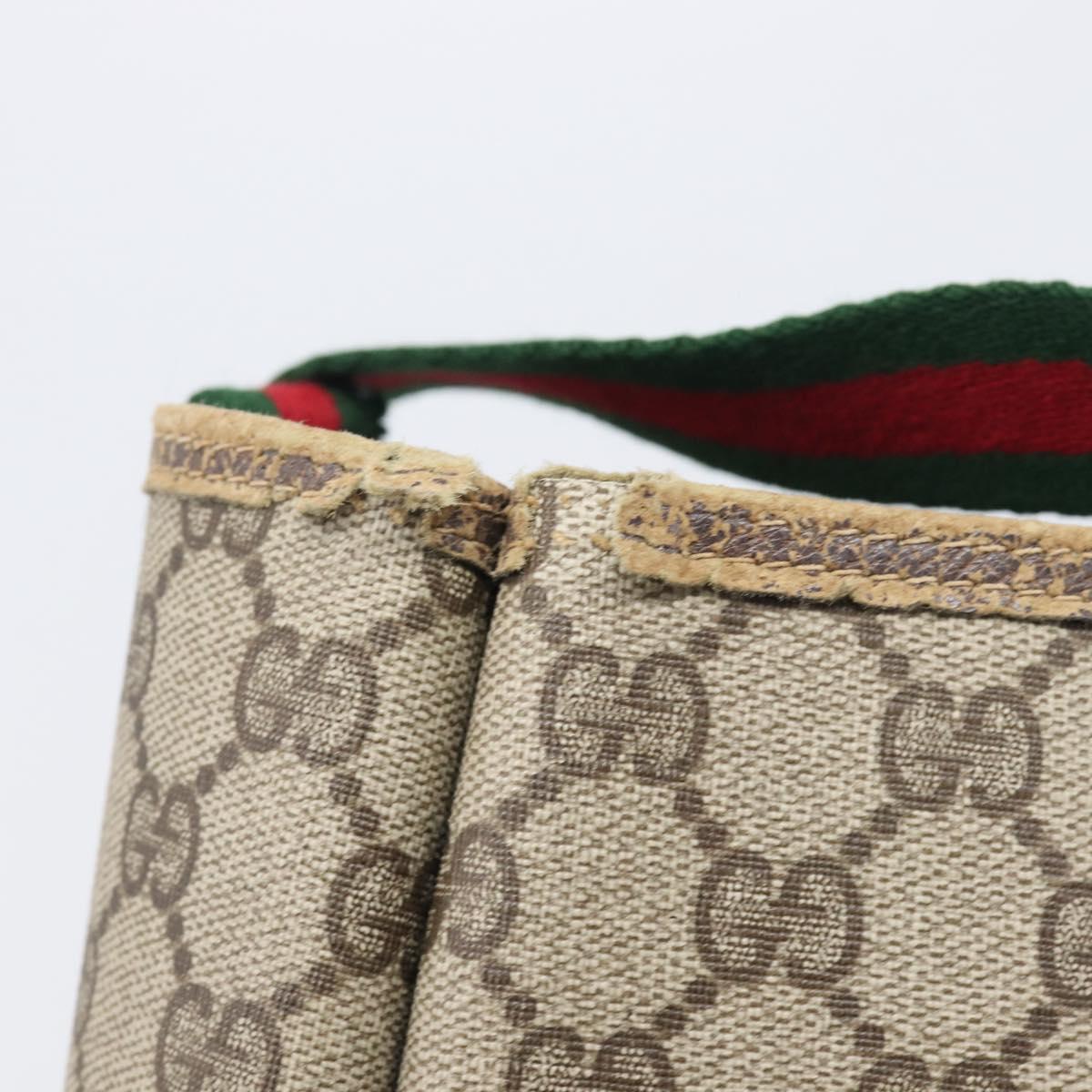 GUCCI GG Supreme Web Sherry Line Tote Bag PVC Beige 39 02 003 Auth 201706