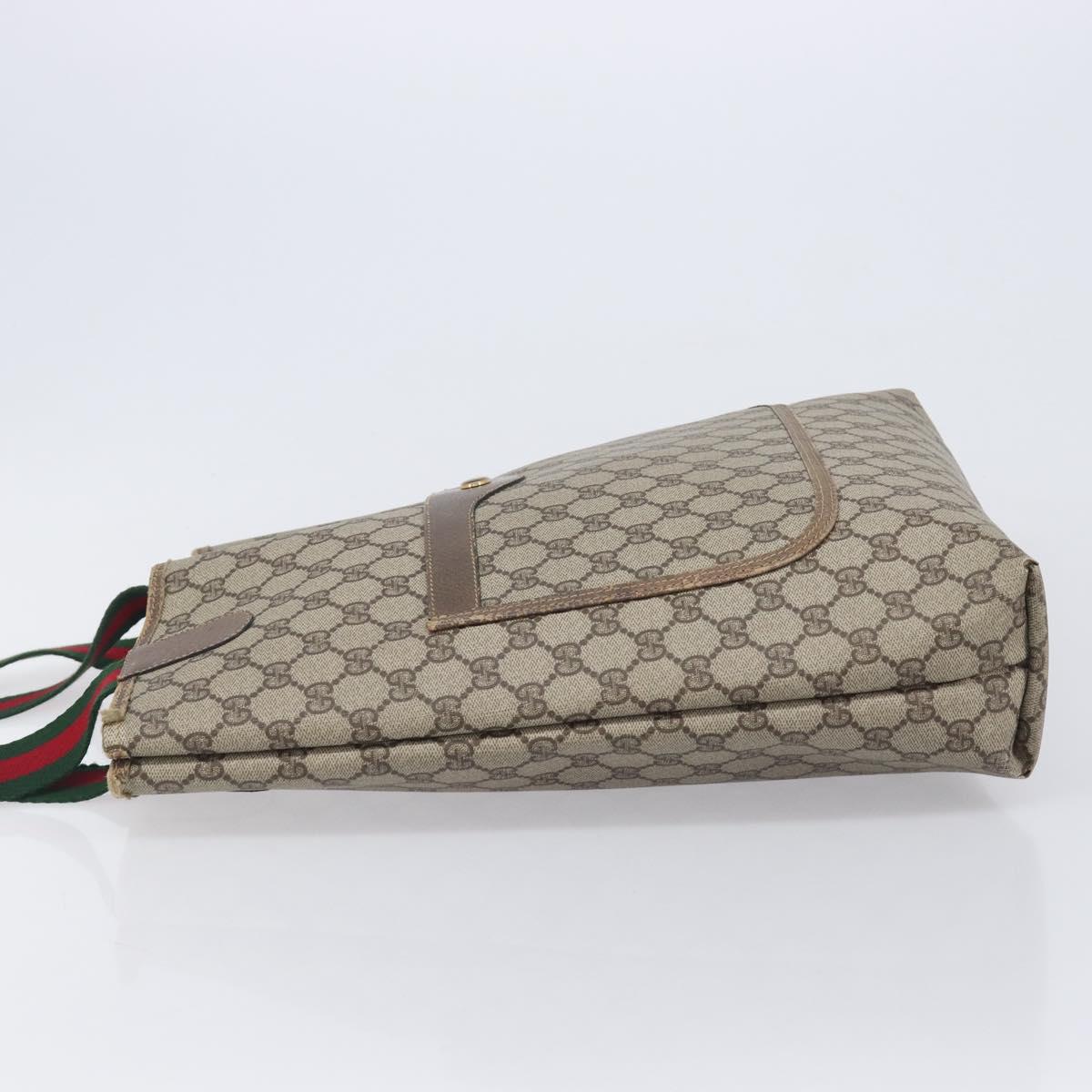 GUCCI GG Supreme Web Sherry Line Tote Bag PVC Beige 39 02 003 Auth 201706