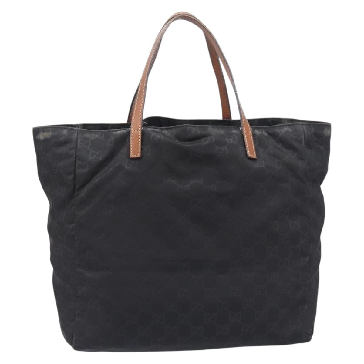GUCCI GG Canvas Tote Bag Nylon Black 282439 Auth 201707