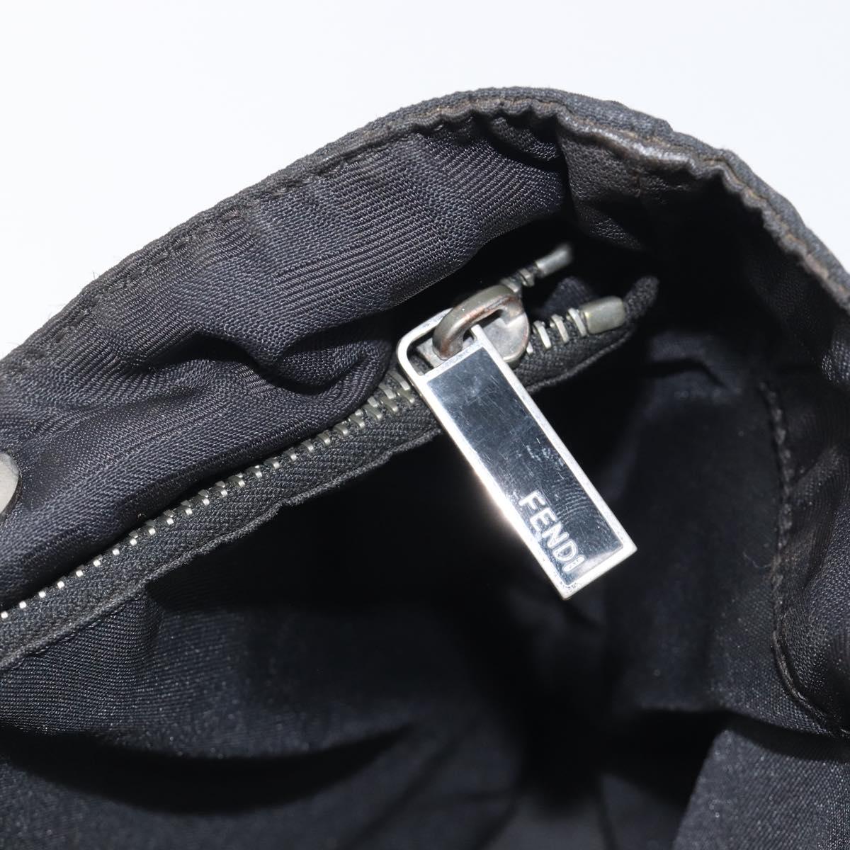 FENDI Zucca Canvas Hand Bag Black Silver Auth 201709