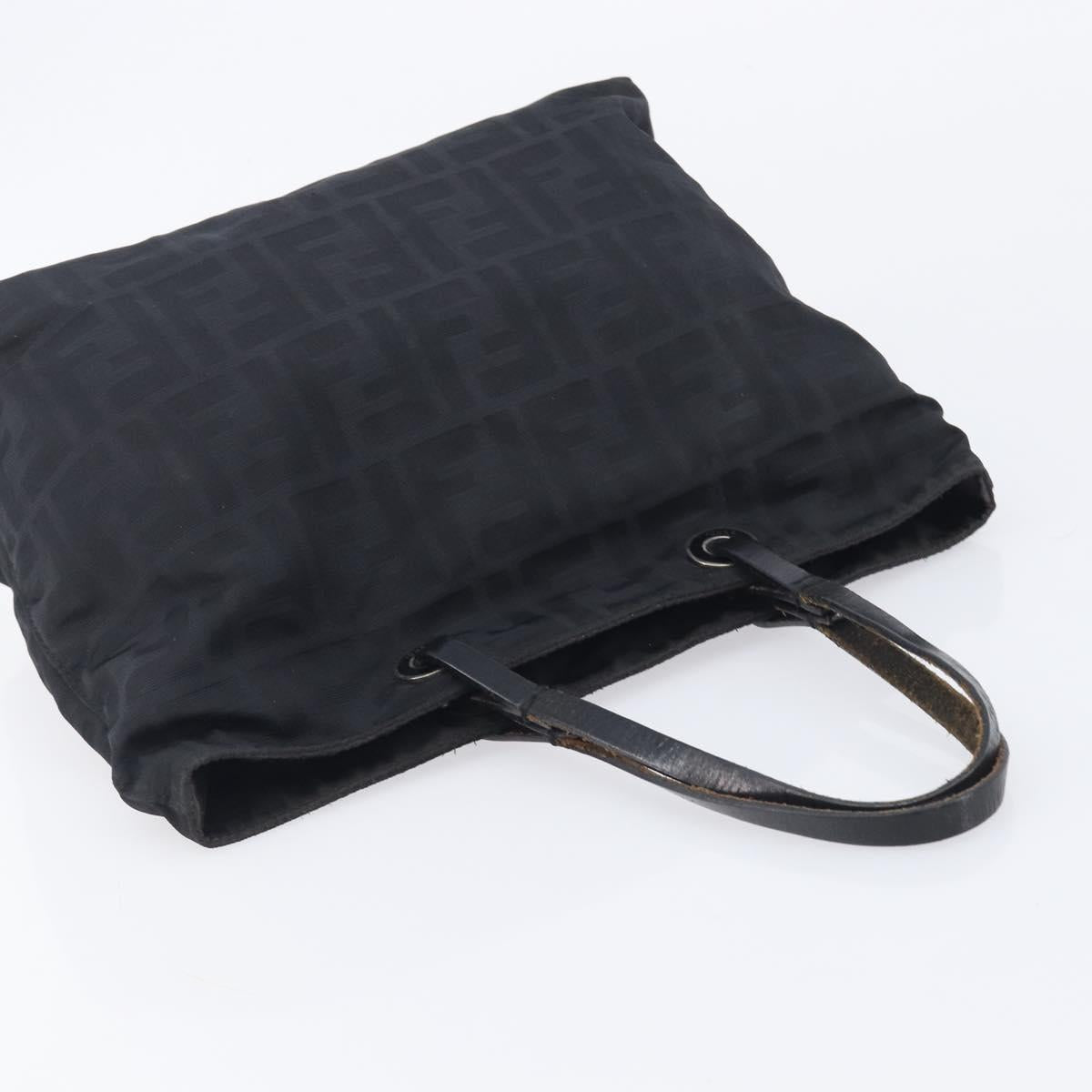FENDI Zucca Canvas Hand Bag Black Silver Auth 201709