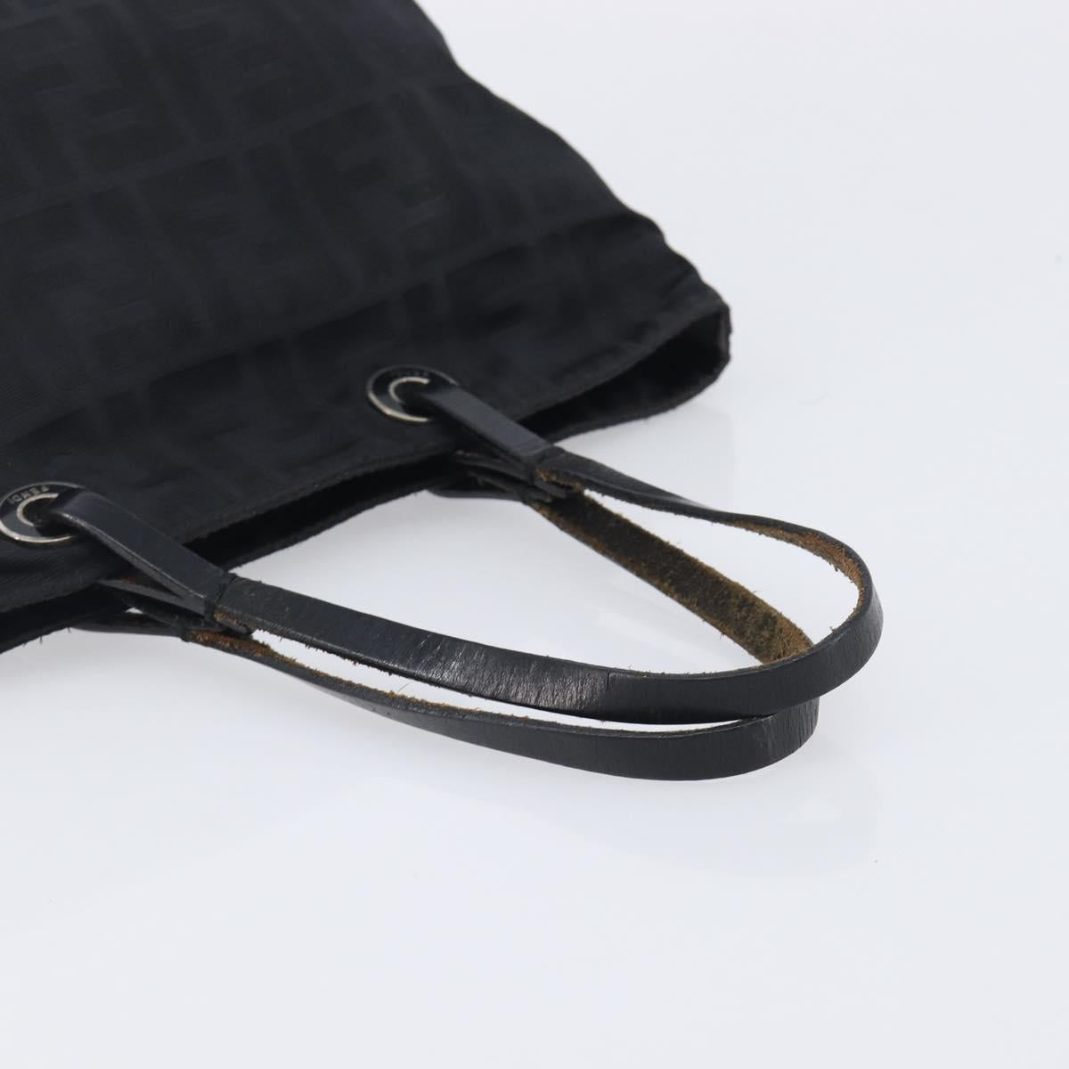 FENDI Zucca Canvas Hand Bag Black Silver Auth 201709
