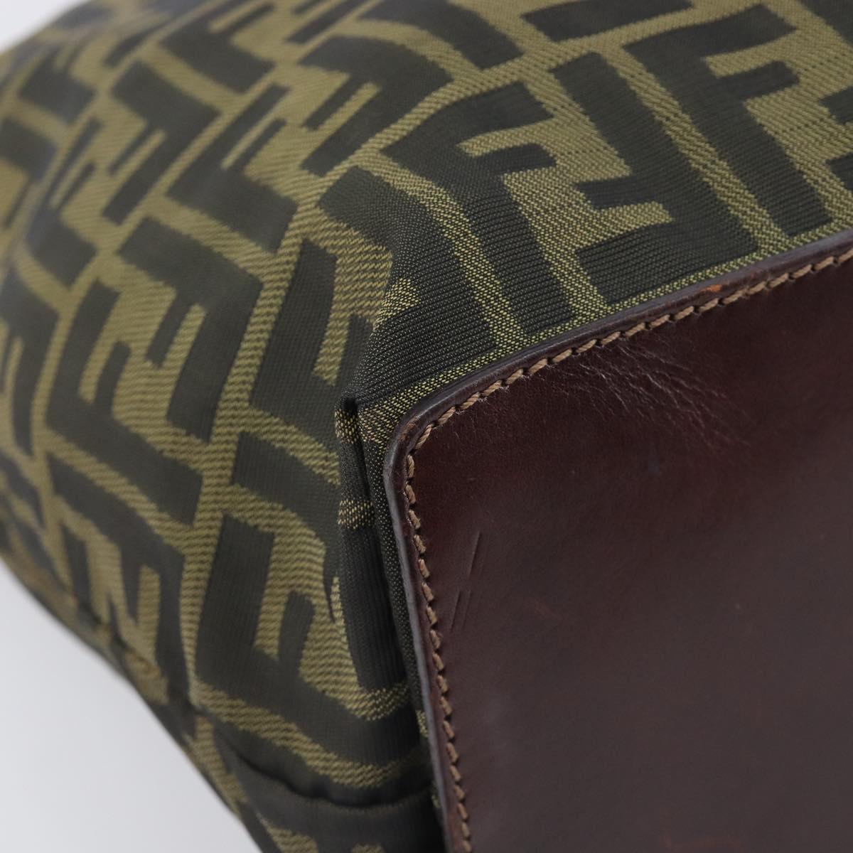 FENDI Zucca Canvas Hand Bag Black Brown Auth 201710