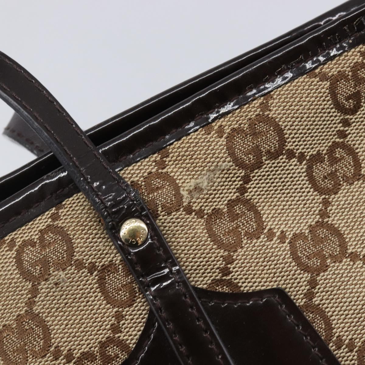 GUCCI GG Canvas Web Sherry Line Tote Bag Beige Gold 211970 Auth 201714