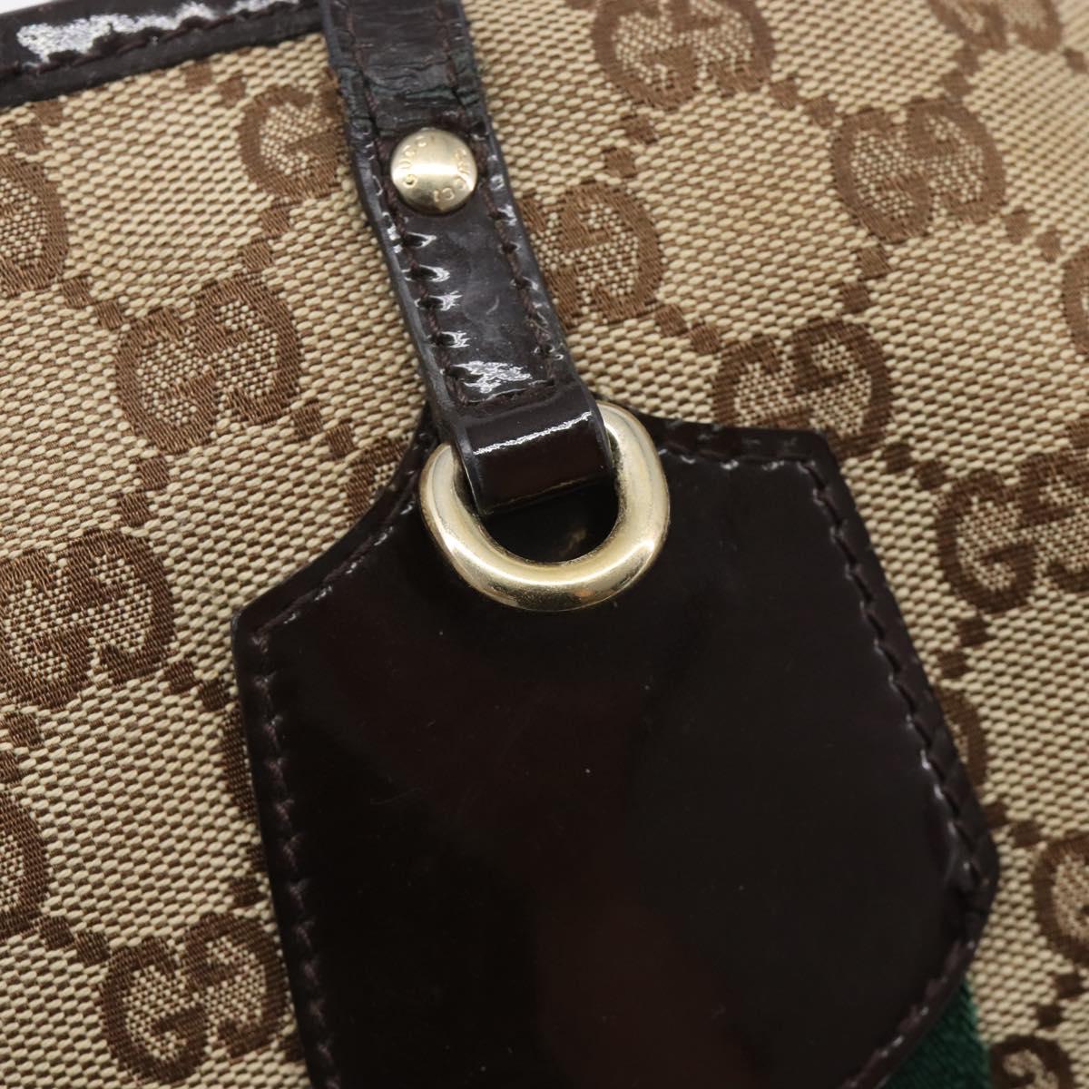 GUCCI GG Canvas Web Sherry Line Tote Bag Beige Gold 211970 Auth 201714