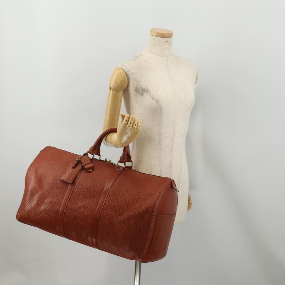 LOUIS VUITTON Epi Keepall 50 Boston Bag Brown M42968 LV Auth 201880