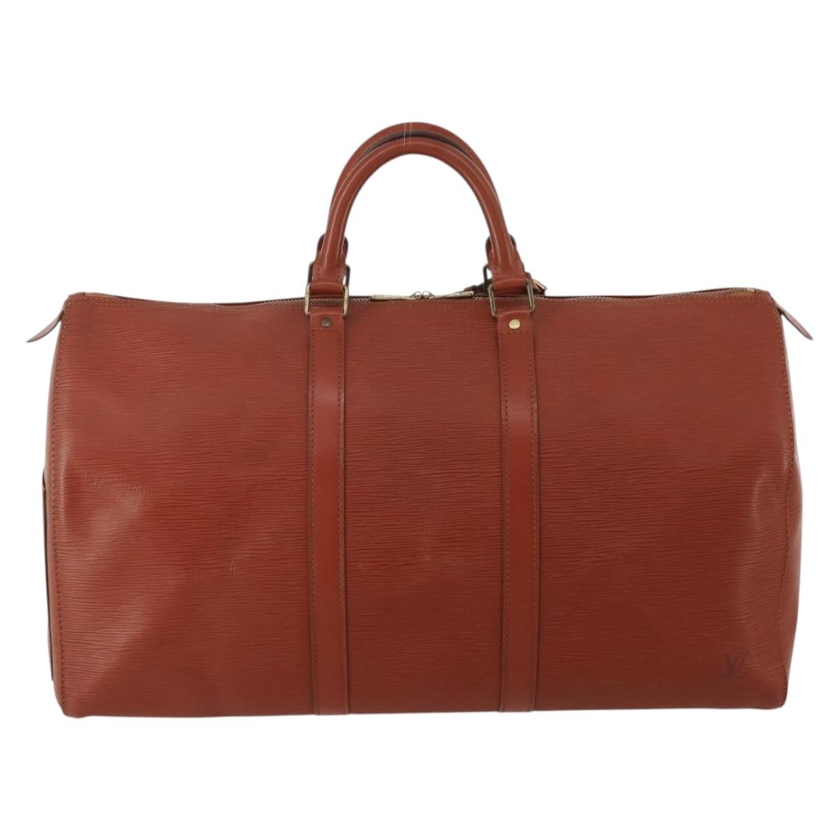 LOUIS VUITTON Epi Keepall 50 Boston Bag Brown M42968 LV Auth 201880