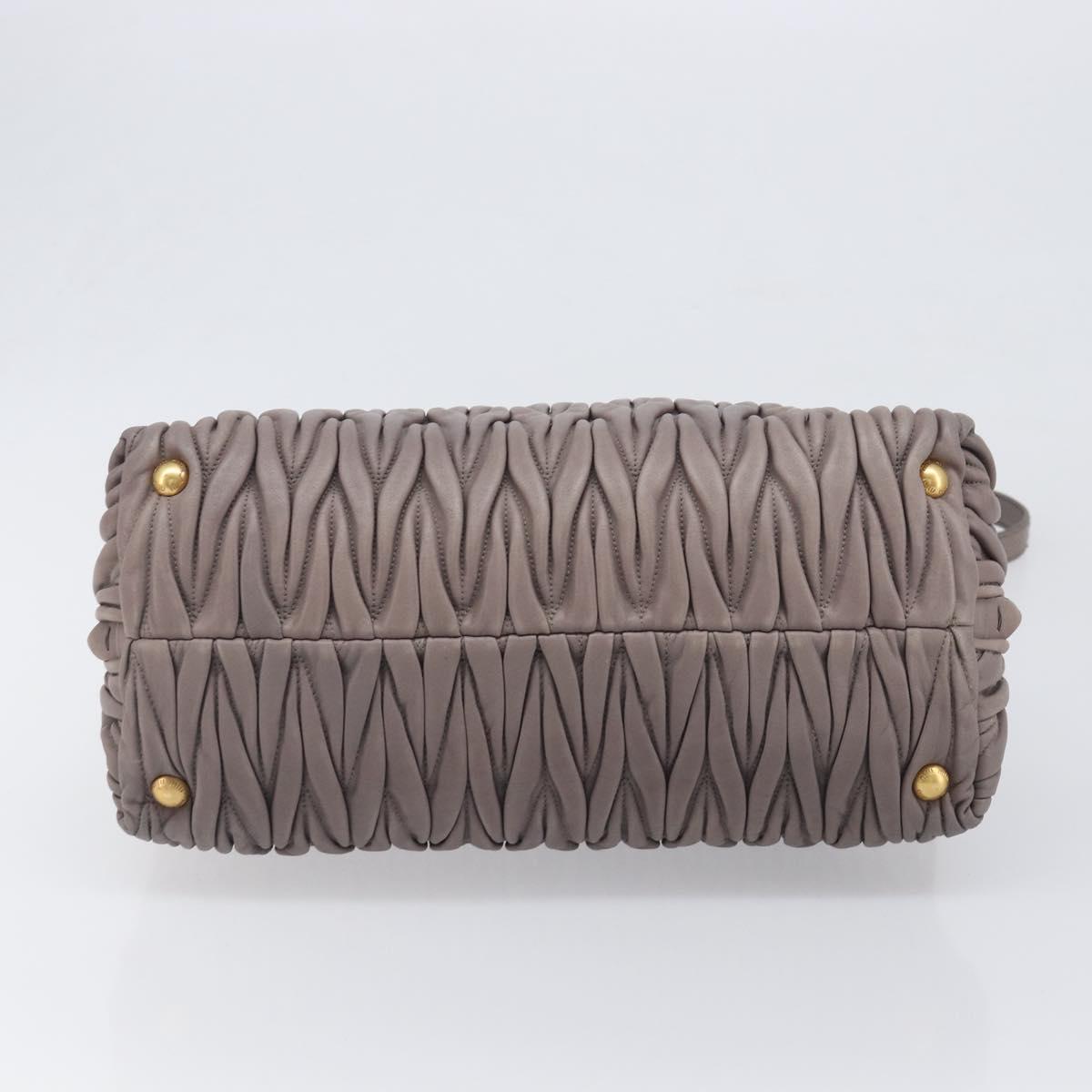 Miu Miu Matelasse Hand Bag Leather 2way Gray Gold Auth 201882V
