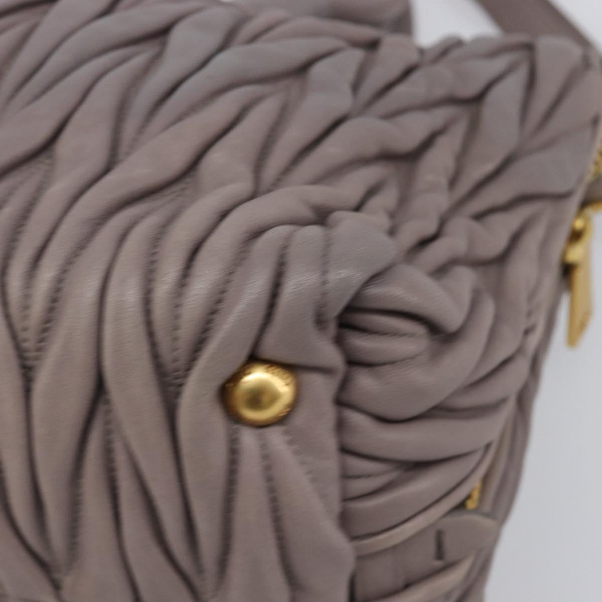 Miu Miu Matelasse Hand Bag Leather 2way Gray Gold Auth 201882V