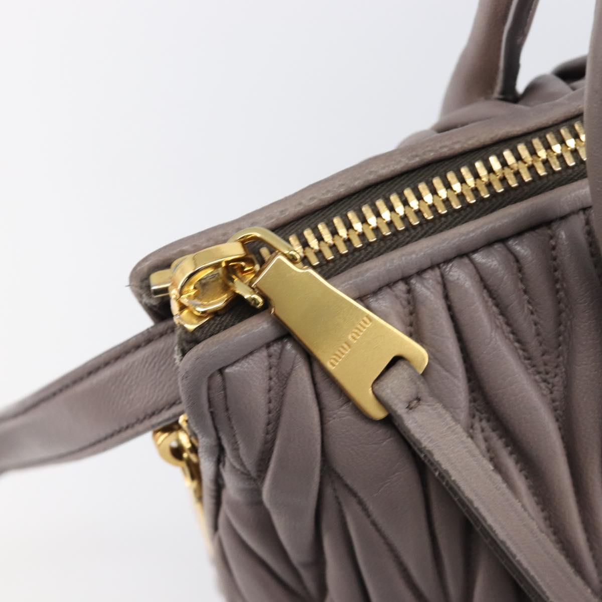 Miu Miu Matelasse Hand Bag Leather 2way Gray Gold Auth 201882V