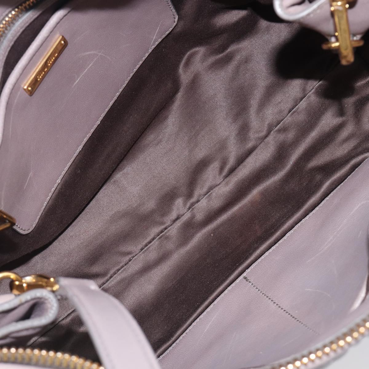 Miu Miu Matelasse Hand Bag Leather 2way Gray Gold Auth 201882V