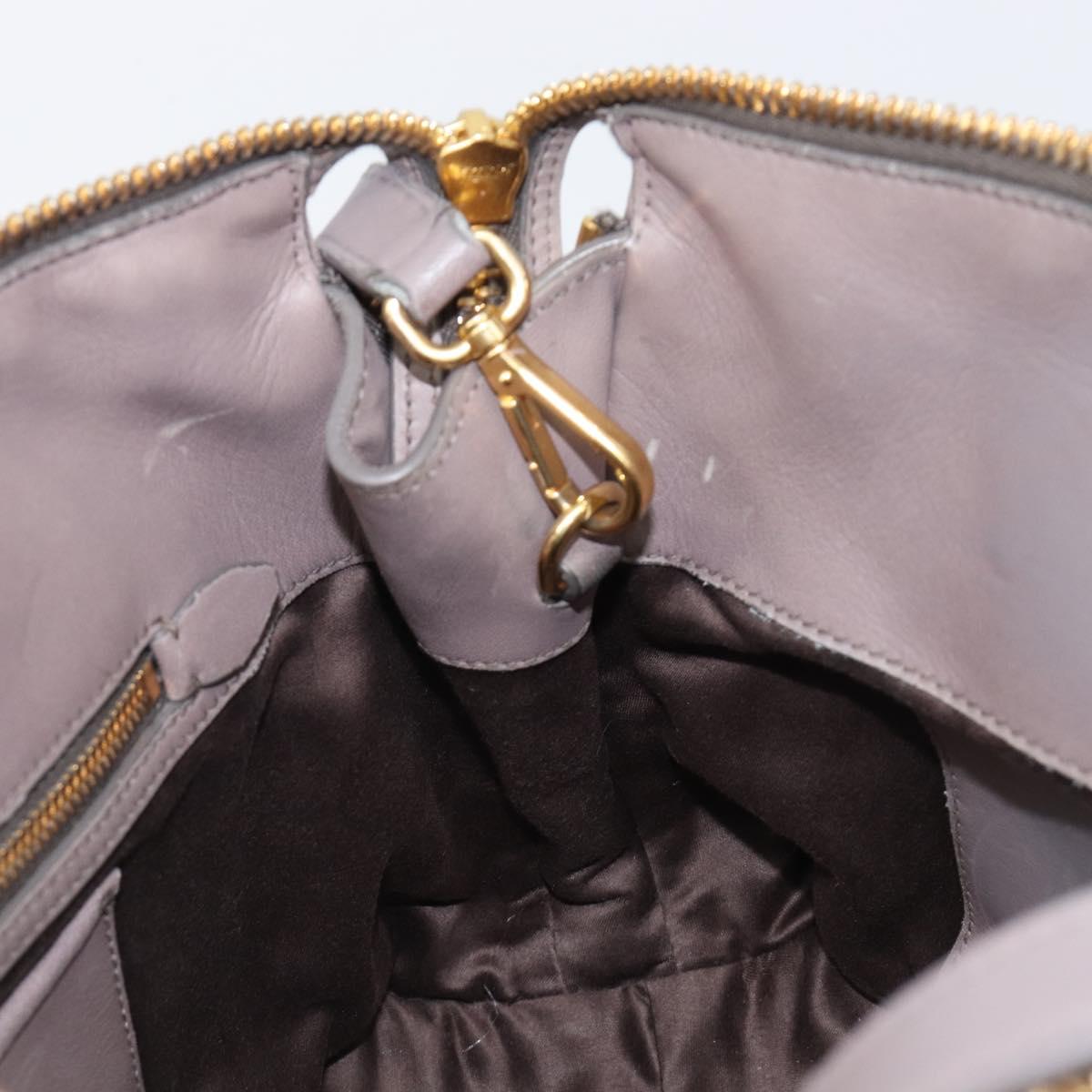Miu Miu Matelasse Hand Bag Leather 2way Gray Gold Auth 201882V