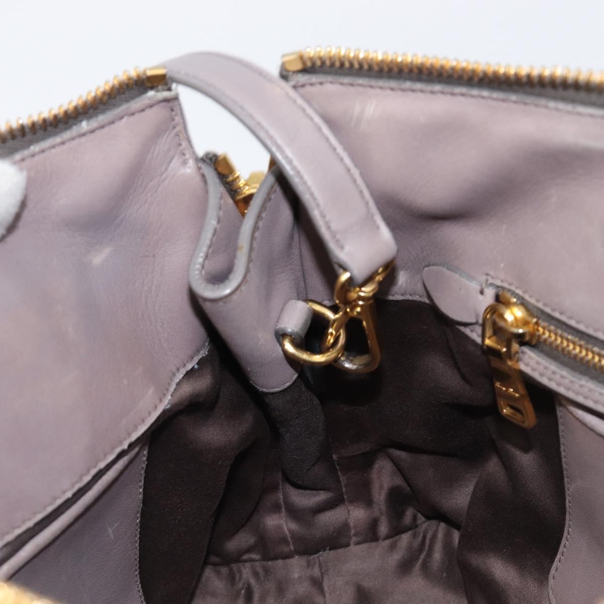 Miu Miu Matelasse Hand Bag Leather 2way Gray Gold Auth 201882V