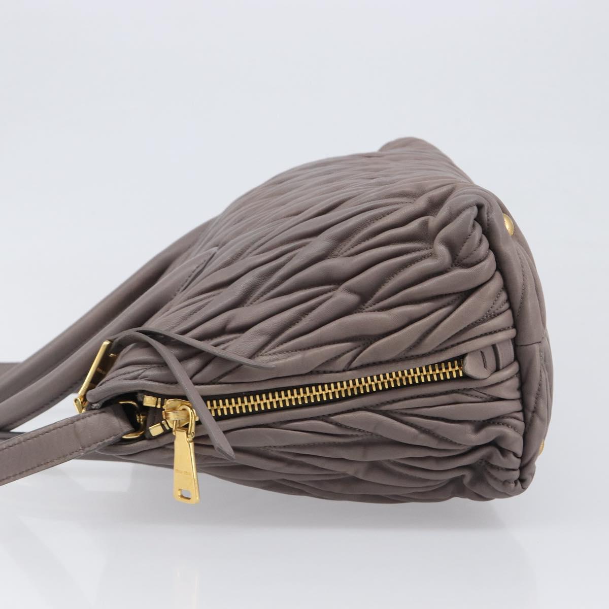 Miu Miu Matelasse Hand Bag Leather 2way Gray Gold Auth 201882V