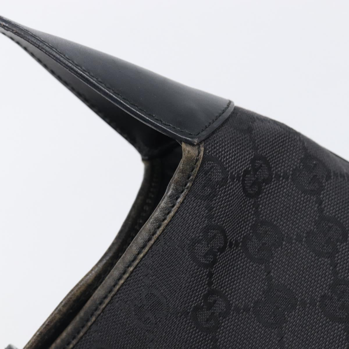 GUCCI GG Canvas Jackie Shoulder Bag Black Silver 001 3306 Auth 201888