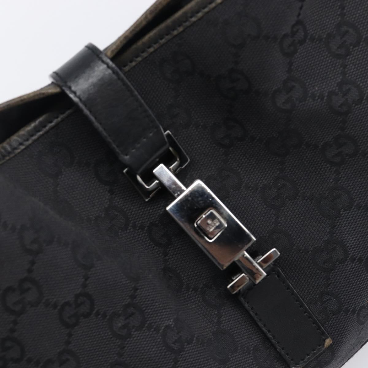 GUCCI GG Canvas Jackie Shoulder Bag Black Silver 001 3306 Auth 201888