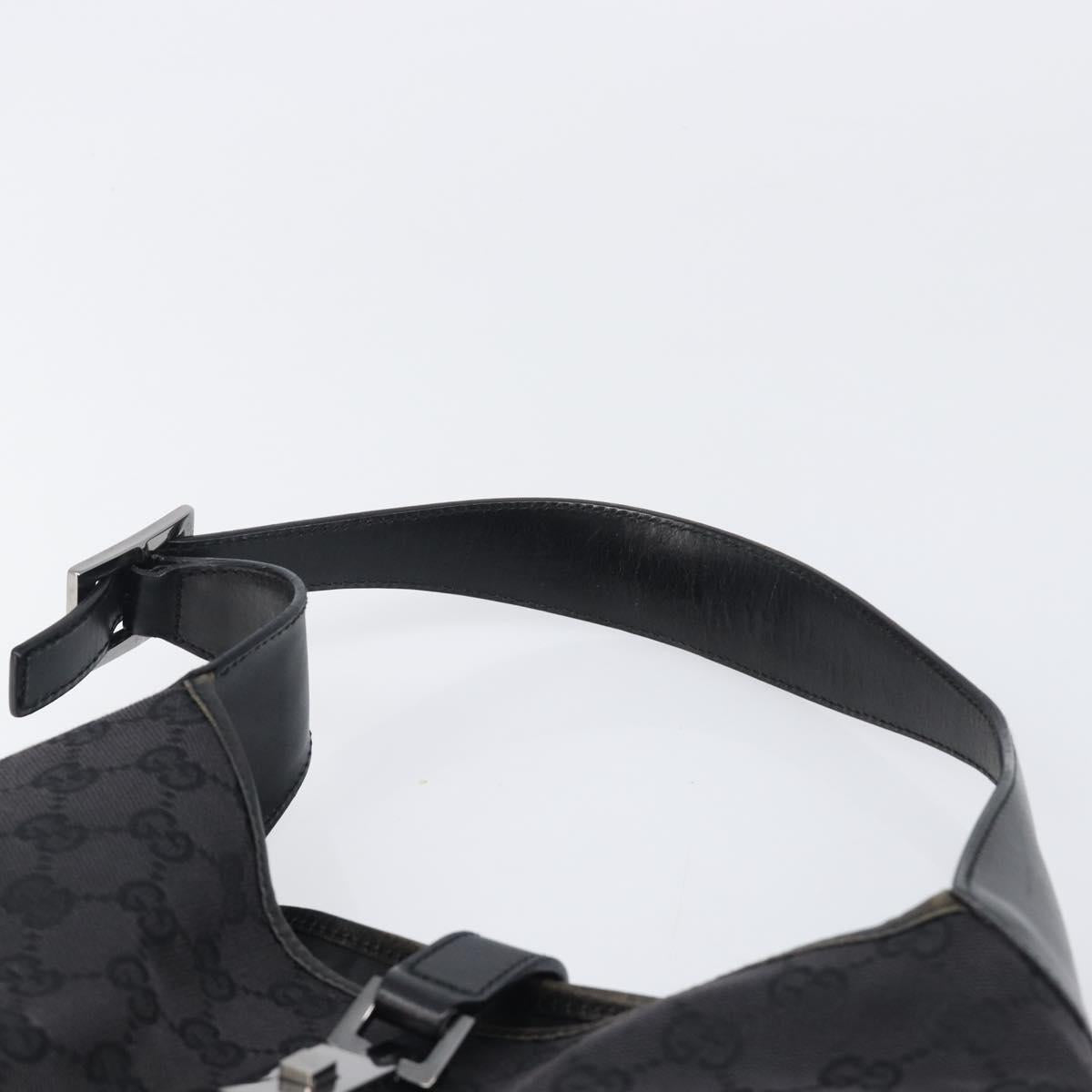 GUCCI GG Canvas Jackie Shoulder Bag Black Silver 001 3306 Auth 201888