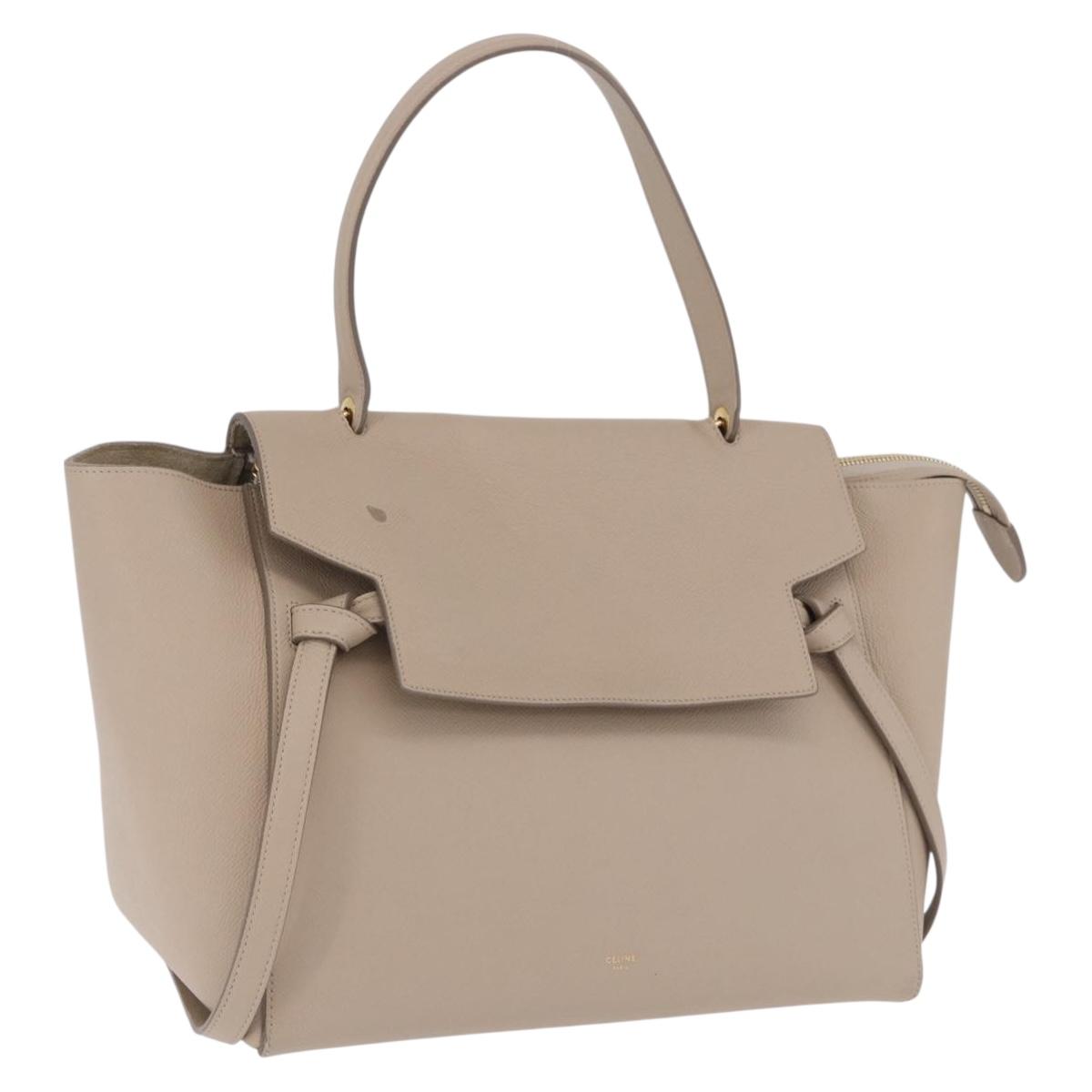 CELINE Belt Bag Hand Bag Leather Beige Gold Auth 201889V